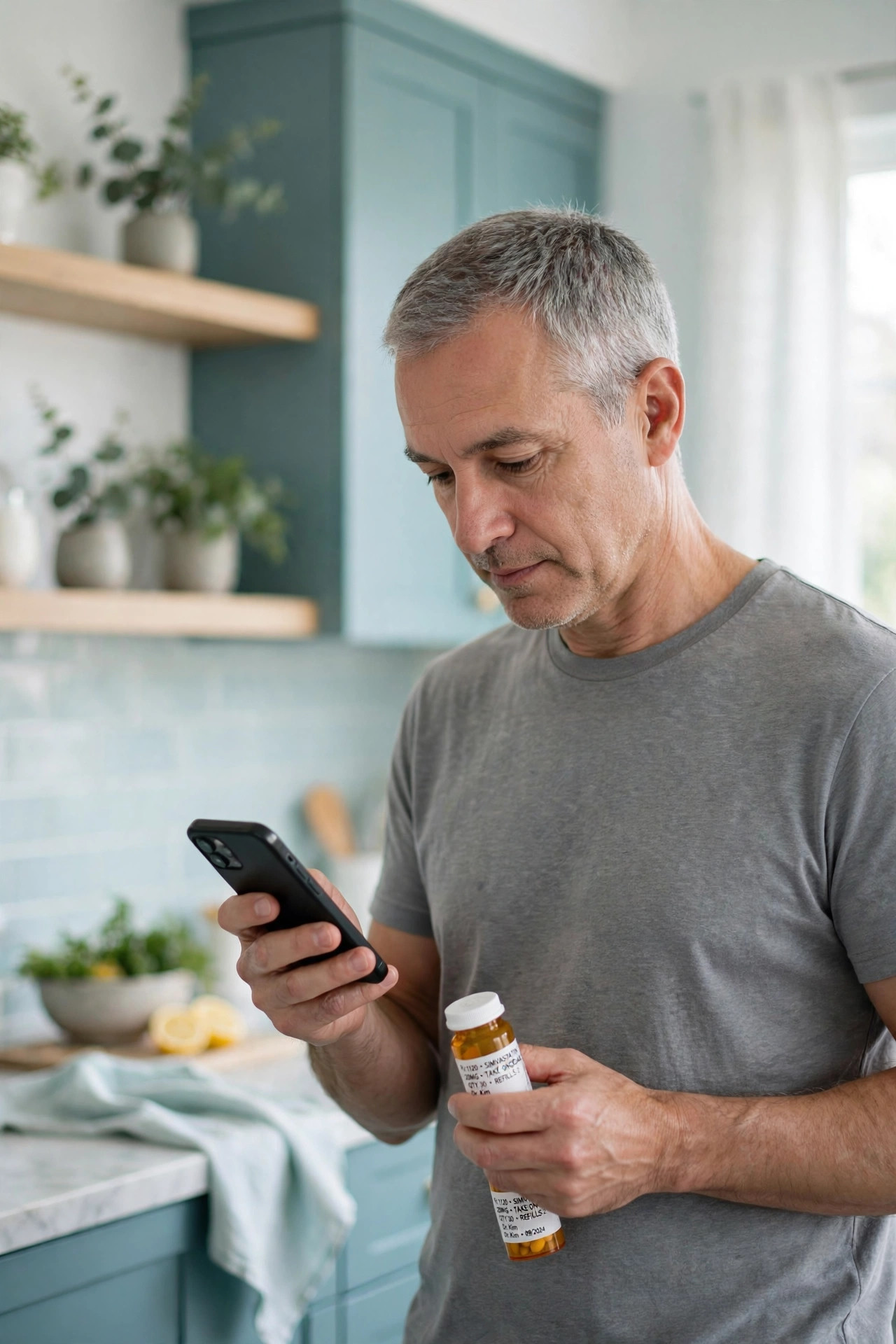 Man checking his medication schedule on a phone